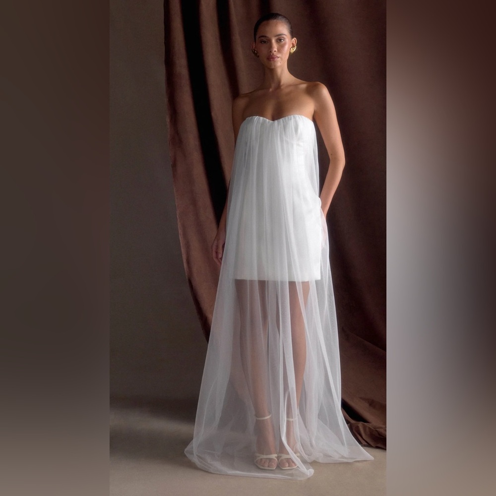 Meshki Bettany chiffon white maxi  Dress